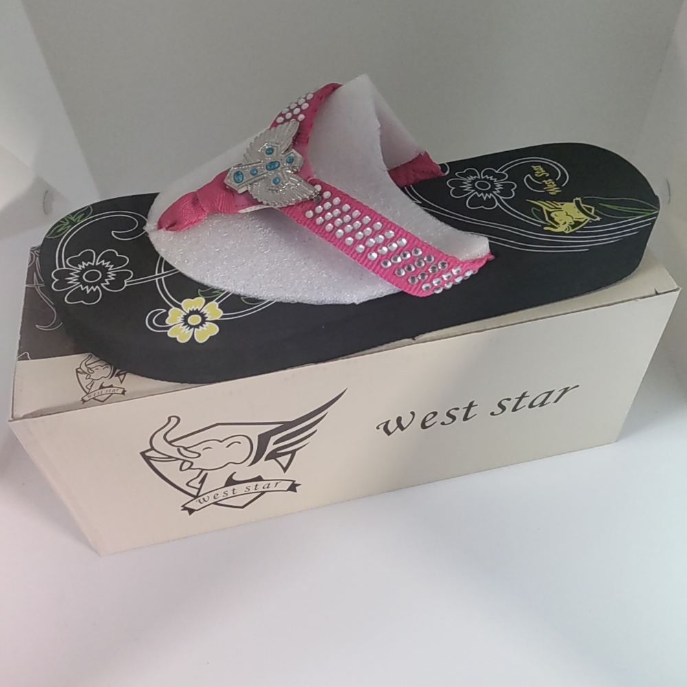 West Star Flip Flops with blue stone.